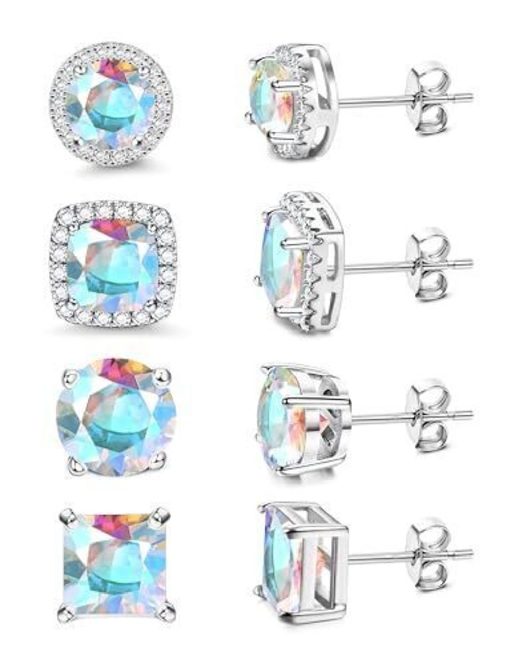 6032 Cubic Zirconia Stud Earrings 18K White Gold Plated Hypoallergenic